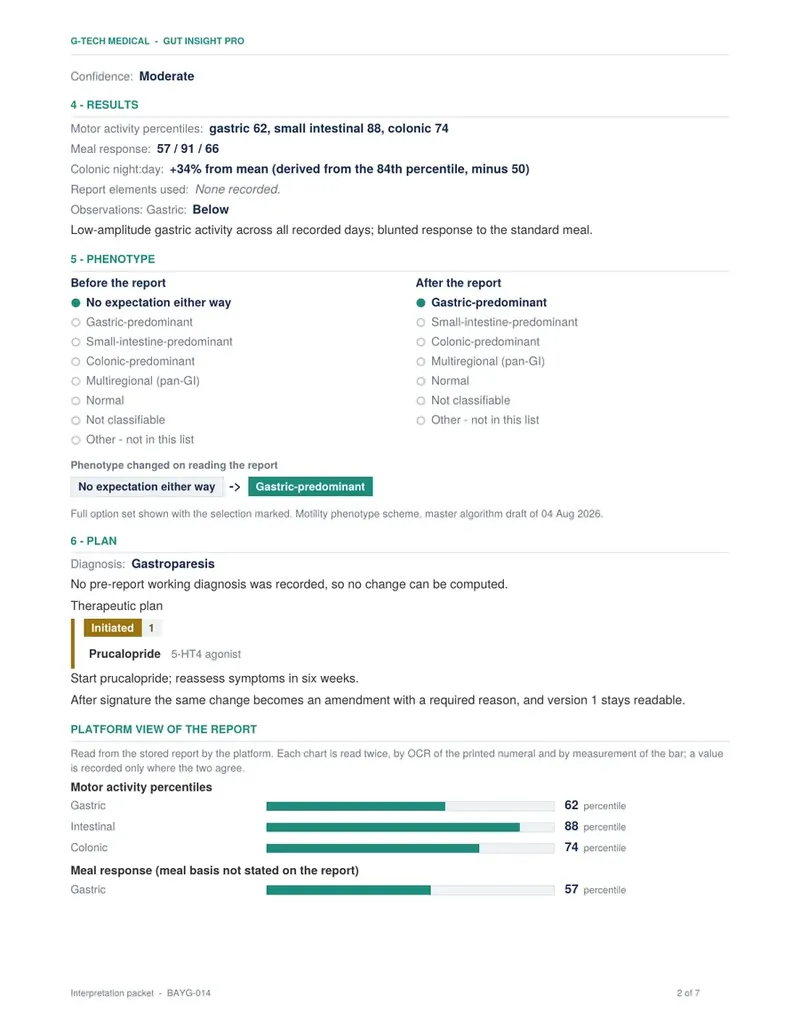 Specimen interpretation packet page two: the structured interpretation with the phenotype change and the therapeutic plan.